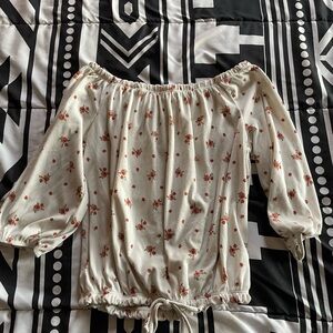 Floral Off-Shoulder Cream Top